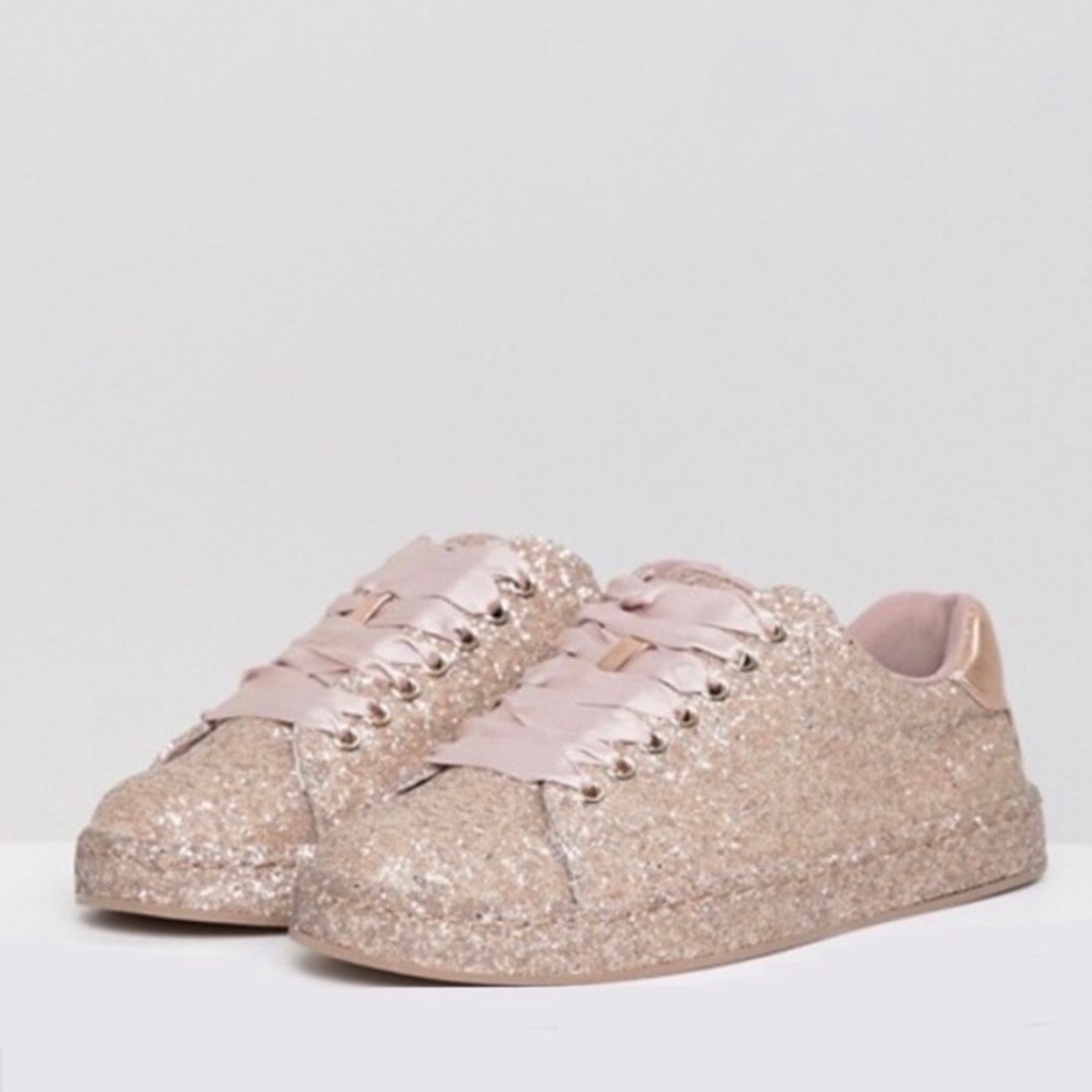 Call It Spring pink rose gold glitter sneakers✨
